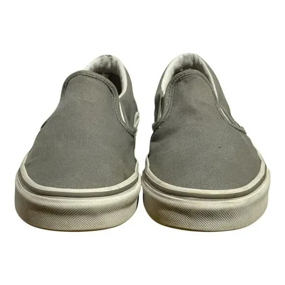 Vans Classic Slip On Light Gray Canvas Sneakers Women's 9 Skate Shoes - Picture 2 of 8